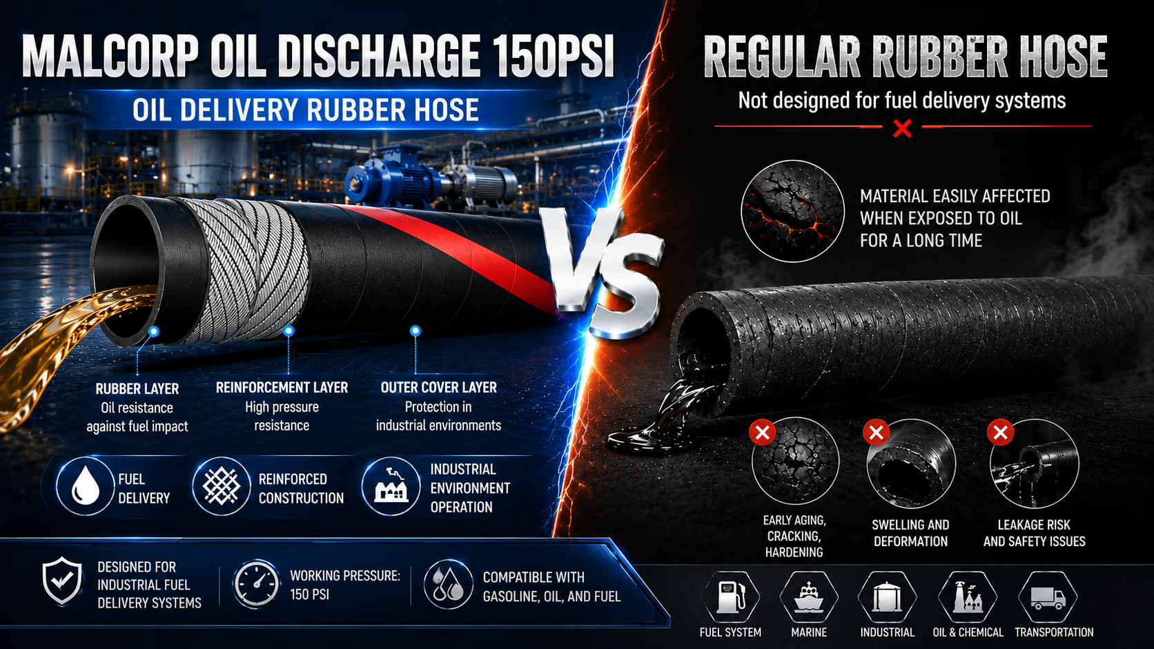 MALCORP OIL DISCHARGE 150PSI -