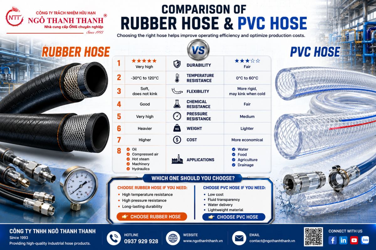 Comparison of Rubber Hose and PVC Hose: Which One Should You Choose for Industrial Systems?