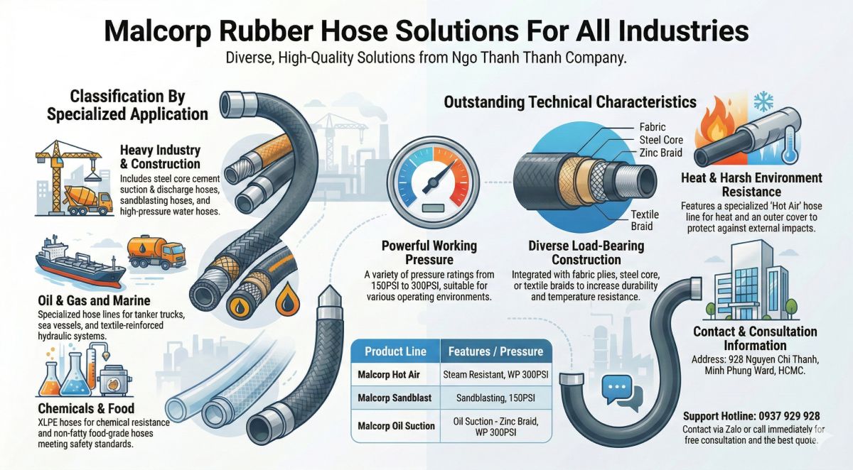 Malcorp Rubber Hose &ndash; A Durable Industrial Hose Solution for All Technical Requirements