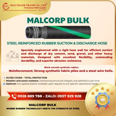 MALCORP BULK – STEEL- REINFORCED RUBBER HOSE (CEMENT SUCTION &amp; DISCHARGE)