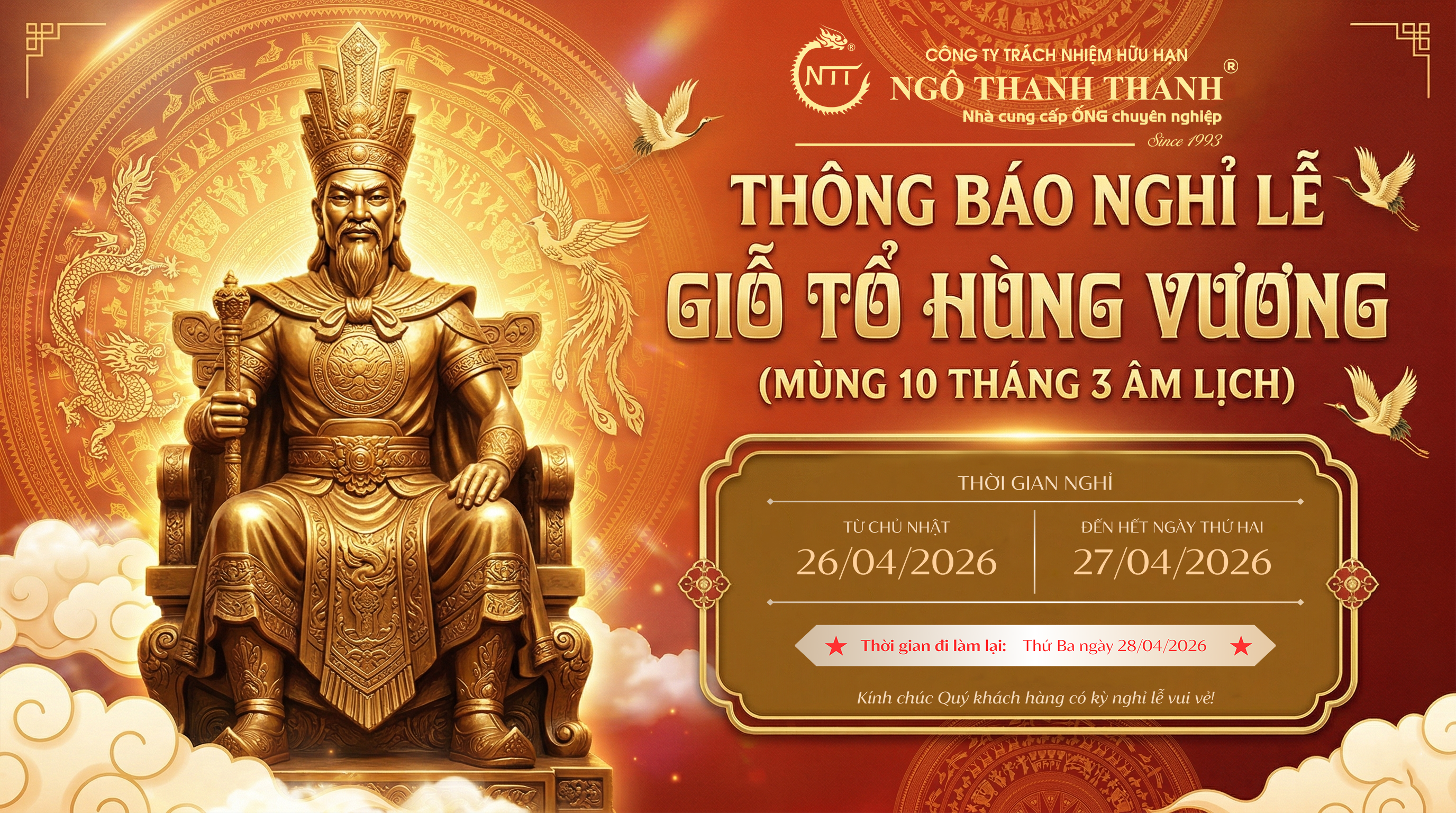 Lịch nghỉ lễ Giỗ tổ Hùng Vương