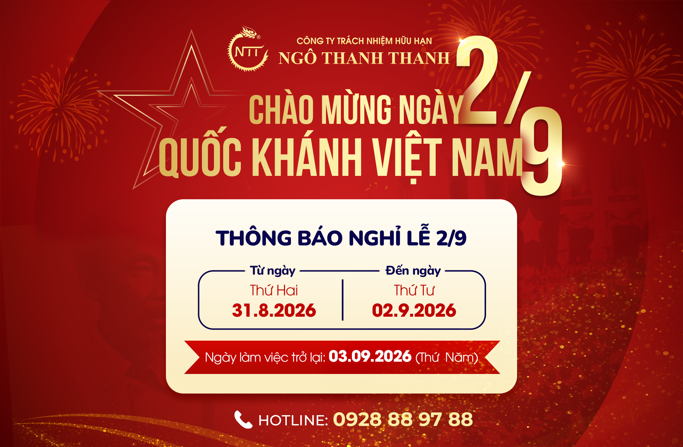 Thông báo nghỉ lễ 2.9 Ngô Thanh Thanh