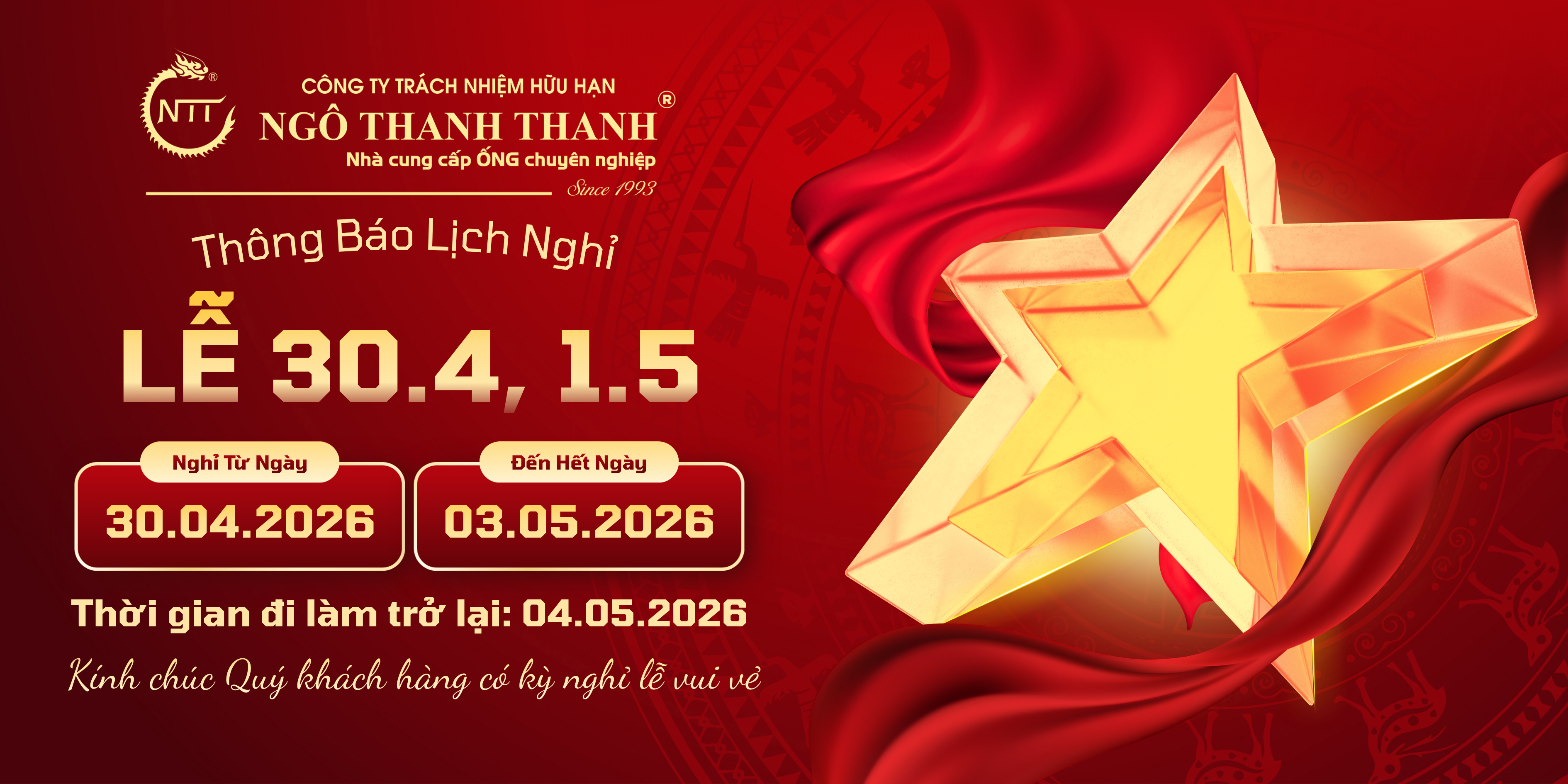 Thông báo nghỉ lễ 30.4