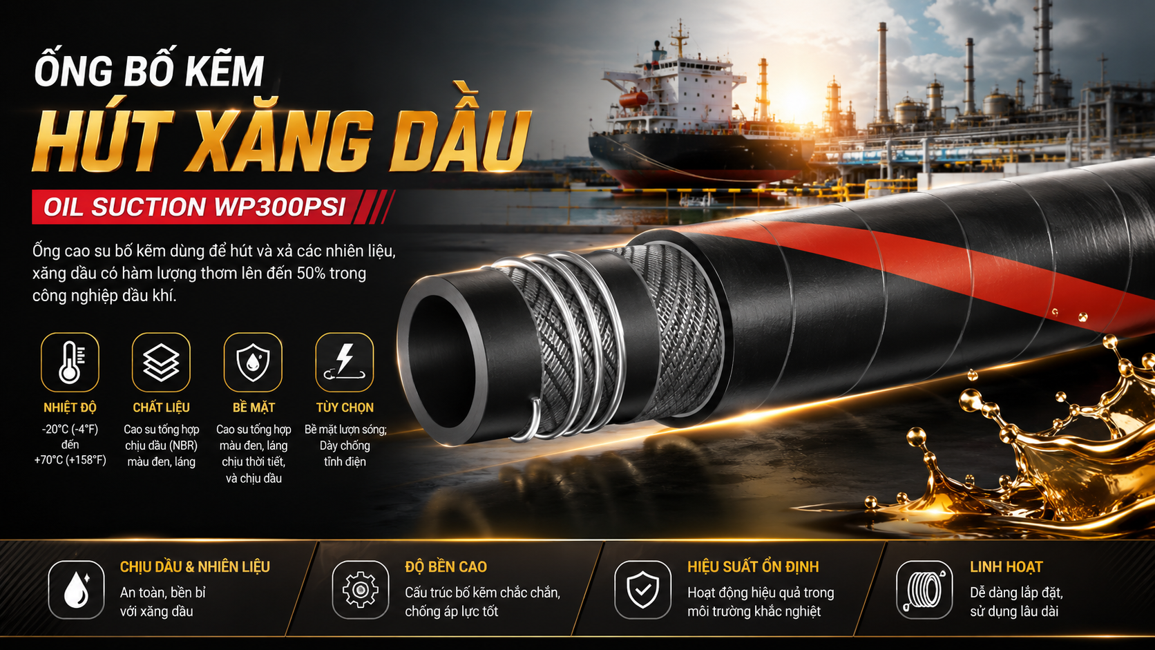 Ống bố kẽm Hút xăng dầu