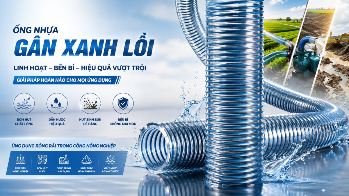 ỐNG NHỰA G&Acirc;N XANH LỒI KLASFLEX MALAYSIA &ndash; ỐNG PVC GIA CƯỜNG D&Ugrave;NG TRONG C&Ocirc;NG TR&Igrave;NH