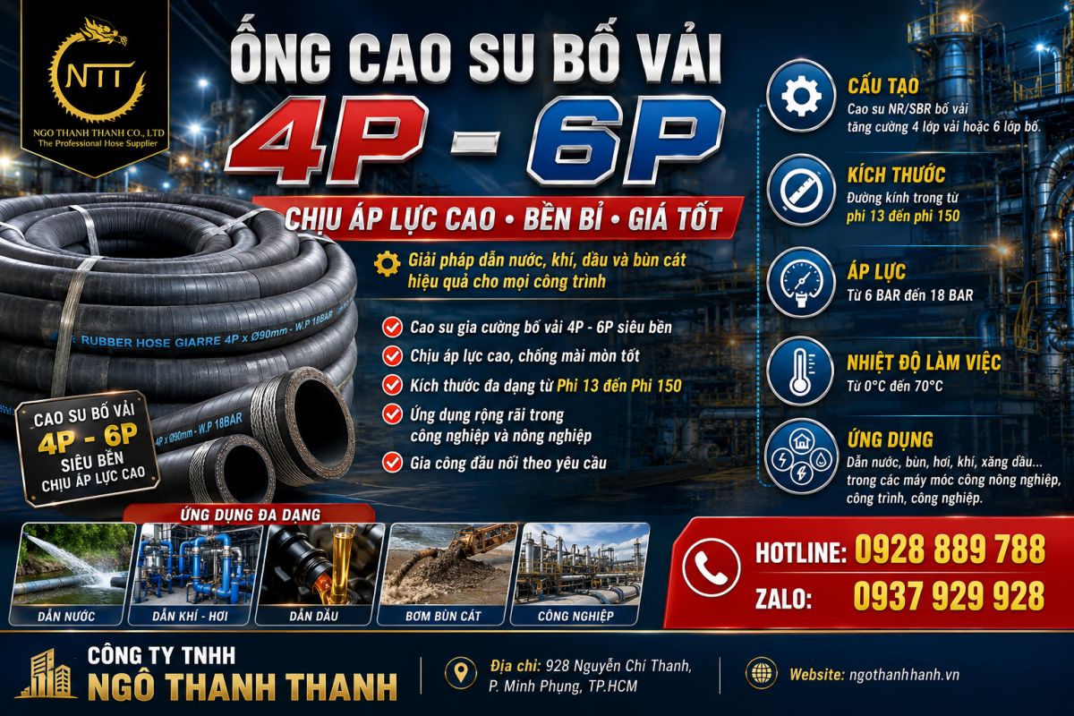 ỐNG CAO SU BỐ VẢI CHẤT LƯỢNG, GI&Aacute; RẺ 4P, 6P