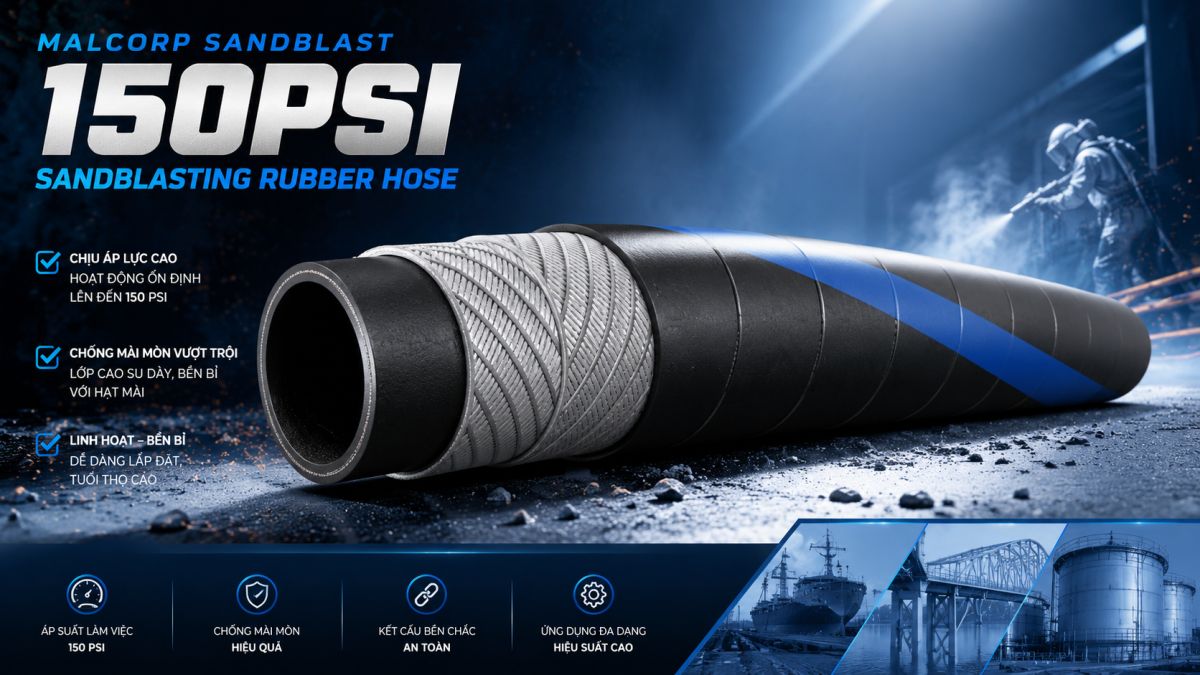 Ống Cao Su Phun C&aacute;t Chịu &agrave;i M&ograve;n Malcorp Sandblast 150 PSI